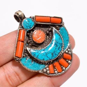 Turquoise and Orange Pendant